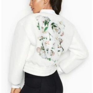 Victoria’s Secret Sport white floral bomber jacket NWOT